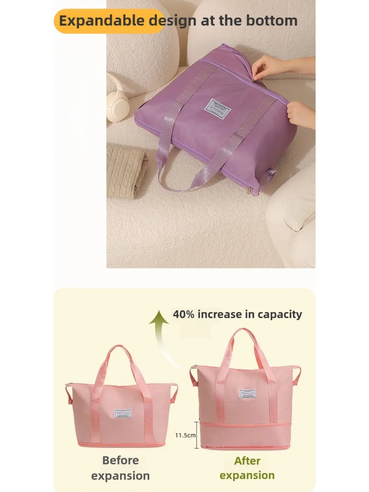 sac de rangement de voyage à bandoulière, sac de rangement pour linge de voyage, grande capacité, compressible, imperméable, pour bagages
