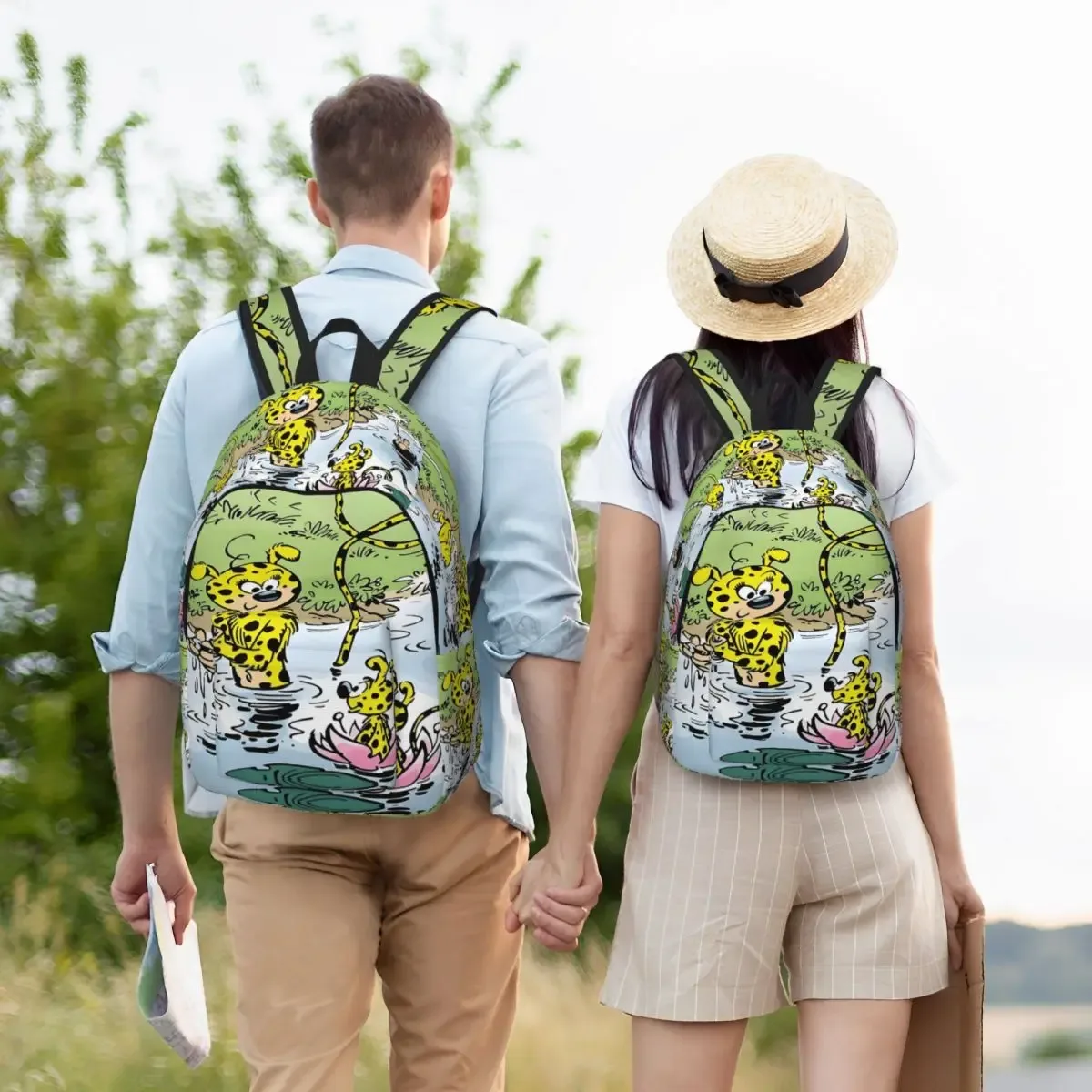 sac à dos en toile de bain familial marsupilami personnalisé pour femmes et hommes, sac à livres décontracté pour l'école et l'université, sacs de personnages de dessins animés
