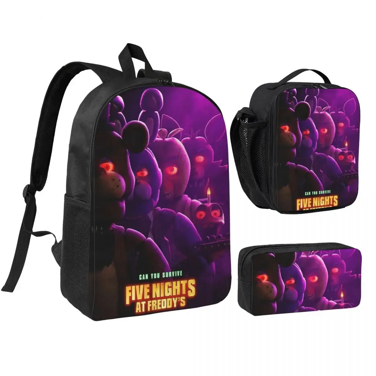 sac dos polyester noir motif clown stylistique bourse déjeuner trousse stylos accessoires voyage étudiant retour école portable
