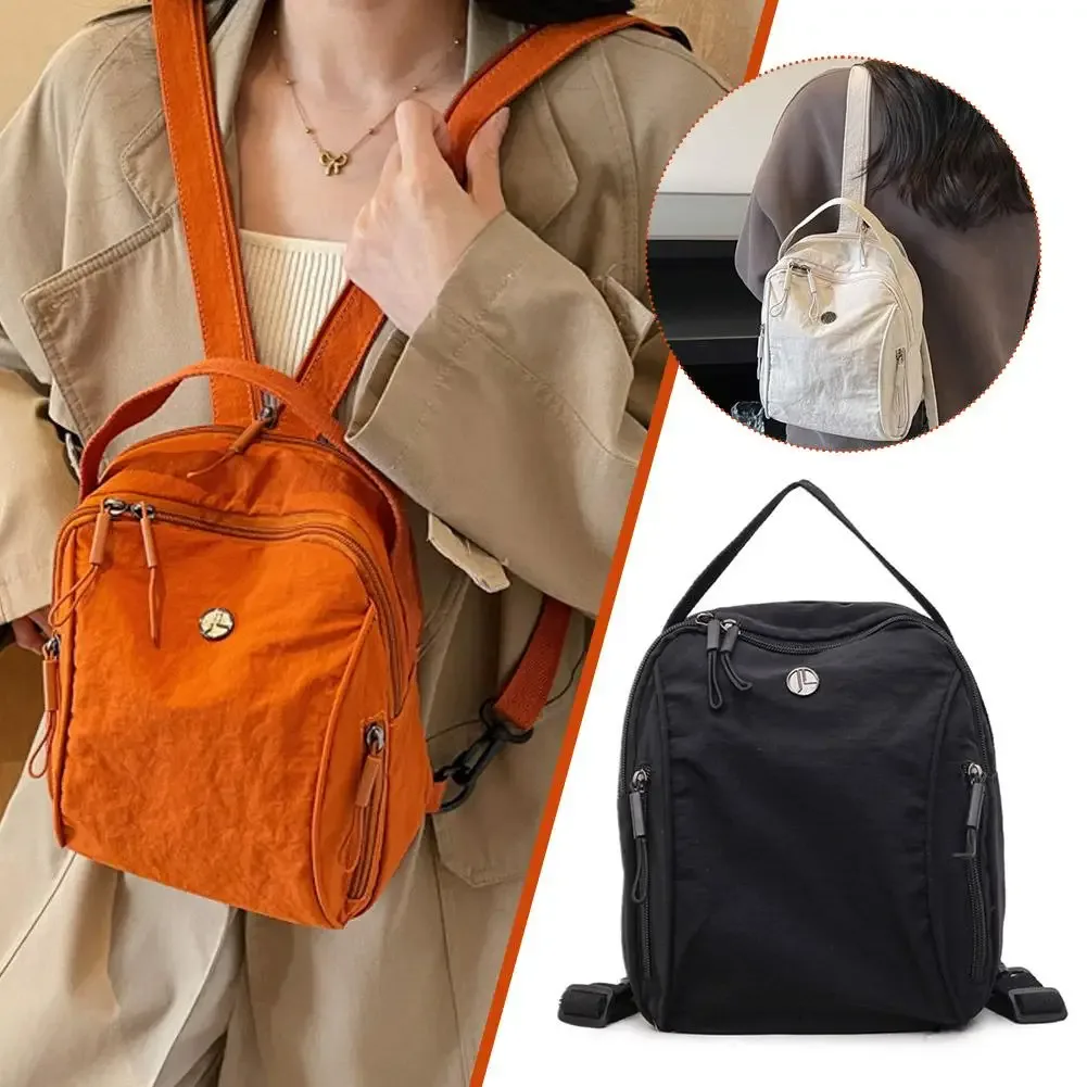 sac à dos en nylon froissé pour femmes, petit sac à bandoulière multifonctionnel, léger, imperméable, sac de voyage pour dames