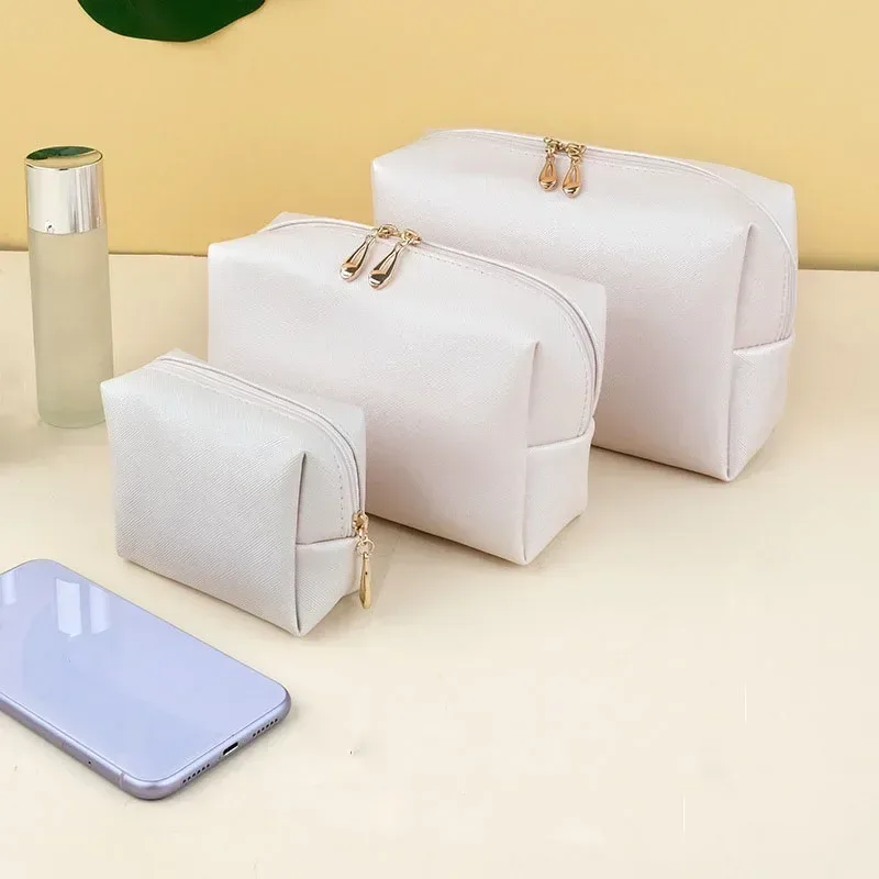 sac à cosmétiques de voyage en cuir pu pour femmes et filles, sac de maquillage, trousse de toilette, sac à main de rangement, poudres de maquillage