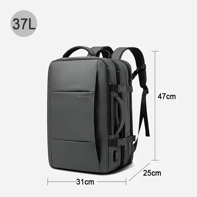 sac dos oxford université noir bandes grises poche latérale port usb sangles respirantes grande capacité voyage étanche