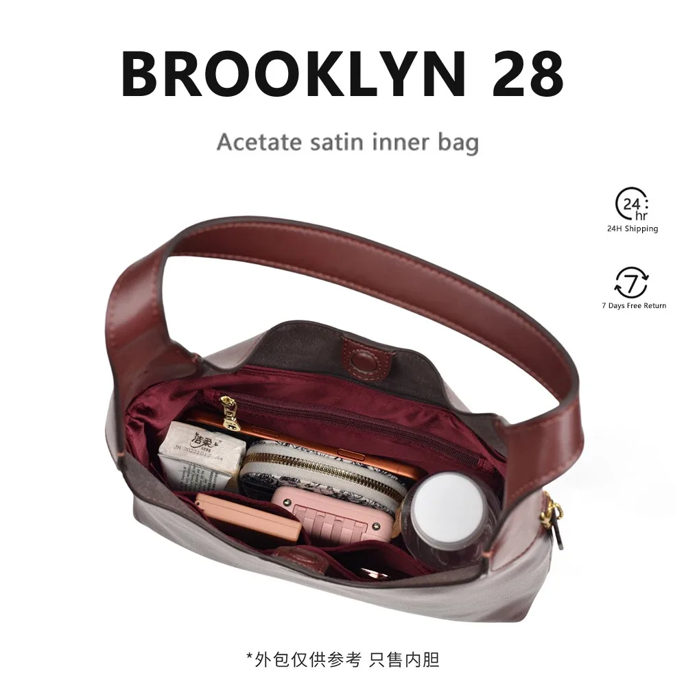 organisateur de sac à main en nylon sur mesure pour brooklyn 28, léger, imperméable, avec poche zippée, pour maintenir la forme et protéger le sac.