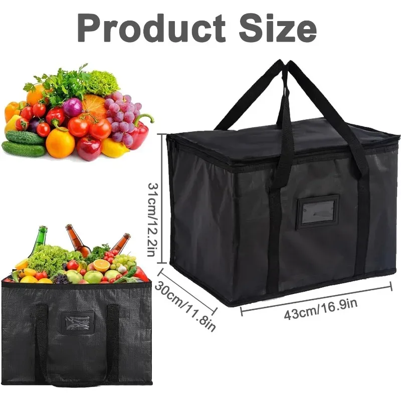 sac isotherme pour livraison de nourriture, grande capacité, sac isotherme thermique 43×30×31cm, sac de rangement étanche pour épicerie, pour restauration et pique-nique