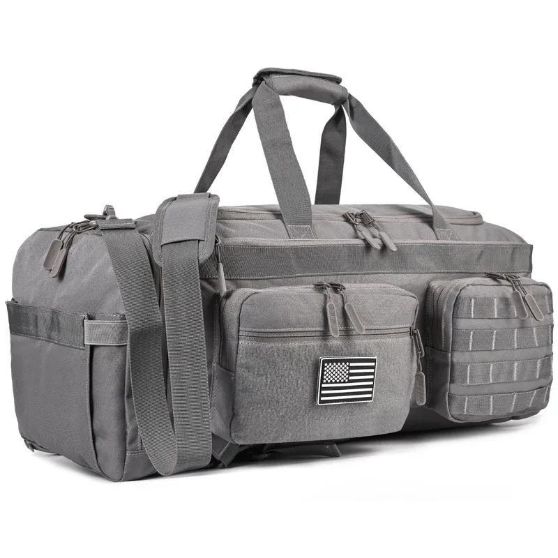 sac de voyage 3 en 1 de 50l pour hommes, grand sac de sport, sac à dos tactique militaire avec compartiment pour chaussures et poche étanche