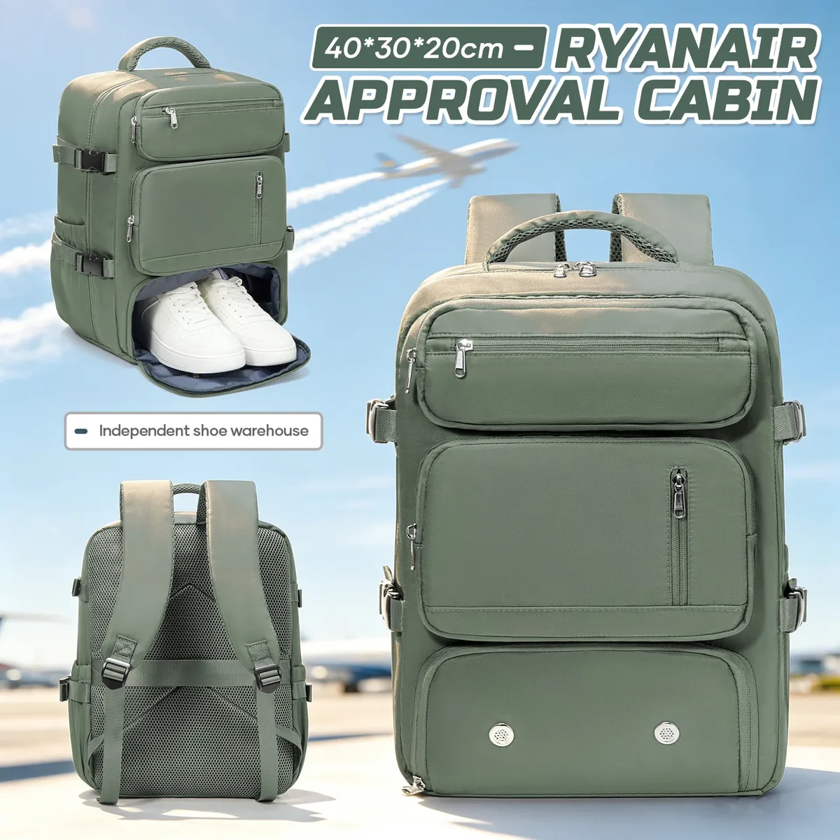 sac à dos de voyage sac de cabine d'avion sac à dos ryanair 40x20x25 bagages pochette d'ordinateur antivol hommes femmes sac pour sport trekking