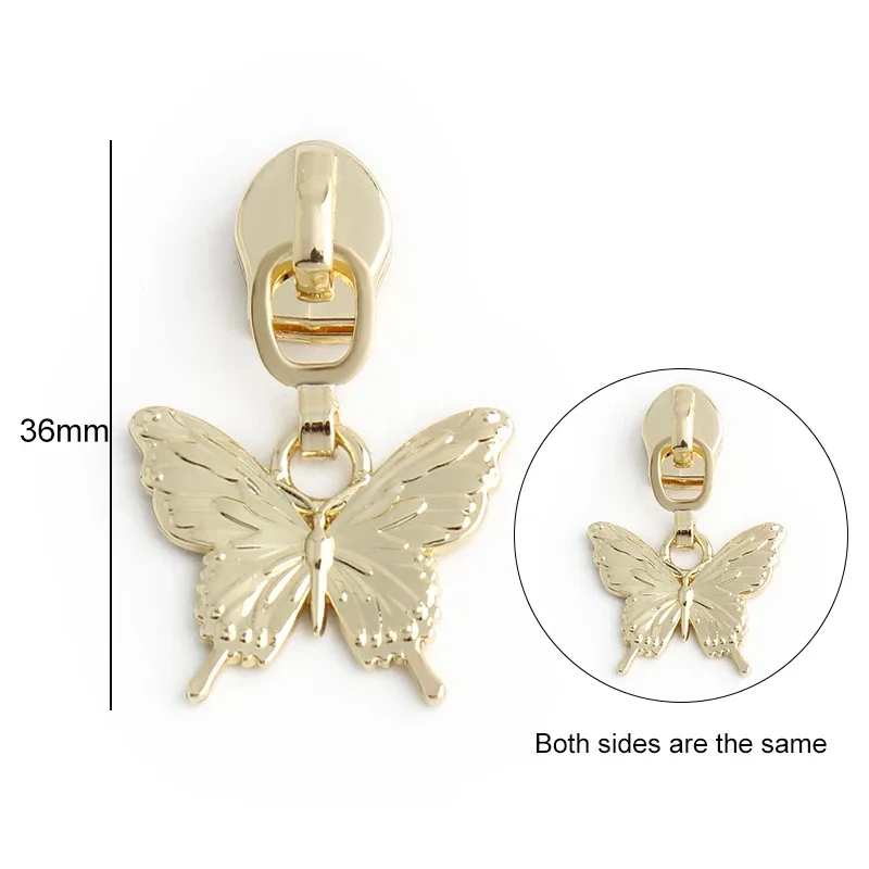 5/10 pièces en forme d'oiseau/abeille/fleur 5 # curseur de fermeture éclair en métal en nylon, pour bricolage, couture, artisanat, vêtements, sacs de rangement de voyage, accessoires à fermeture éclair