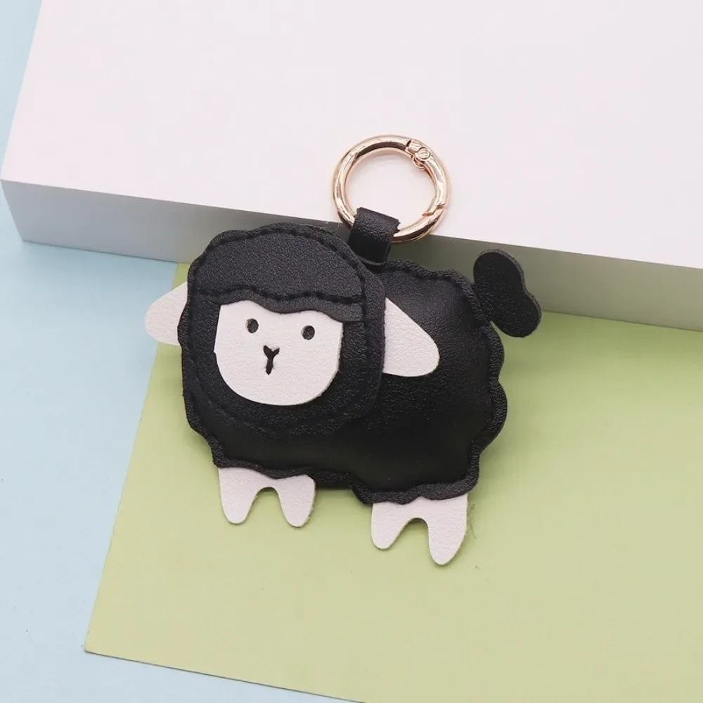 pendentif sac à dos mouton dessin animé simple et mignon en cuir pu, porte-clés de voiture polyvalent, pendentif de bagage, accessoires de sac à dos