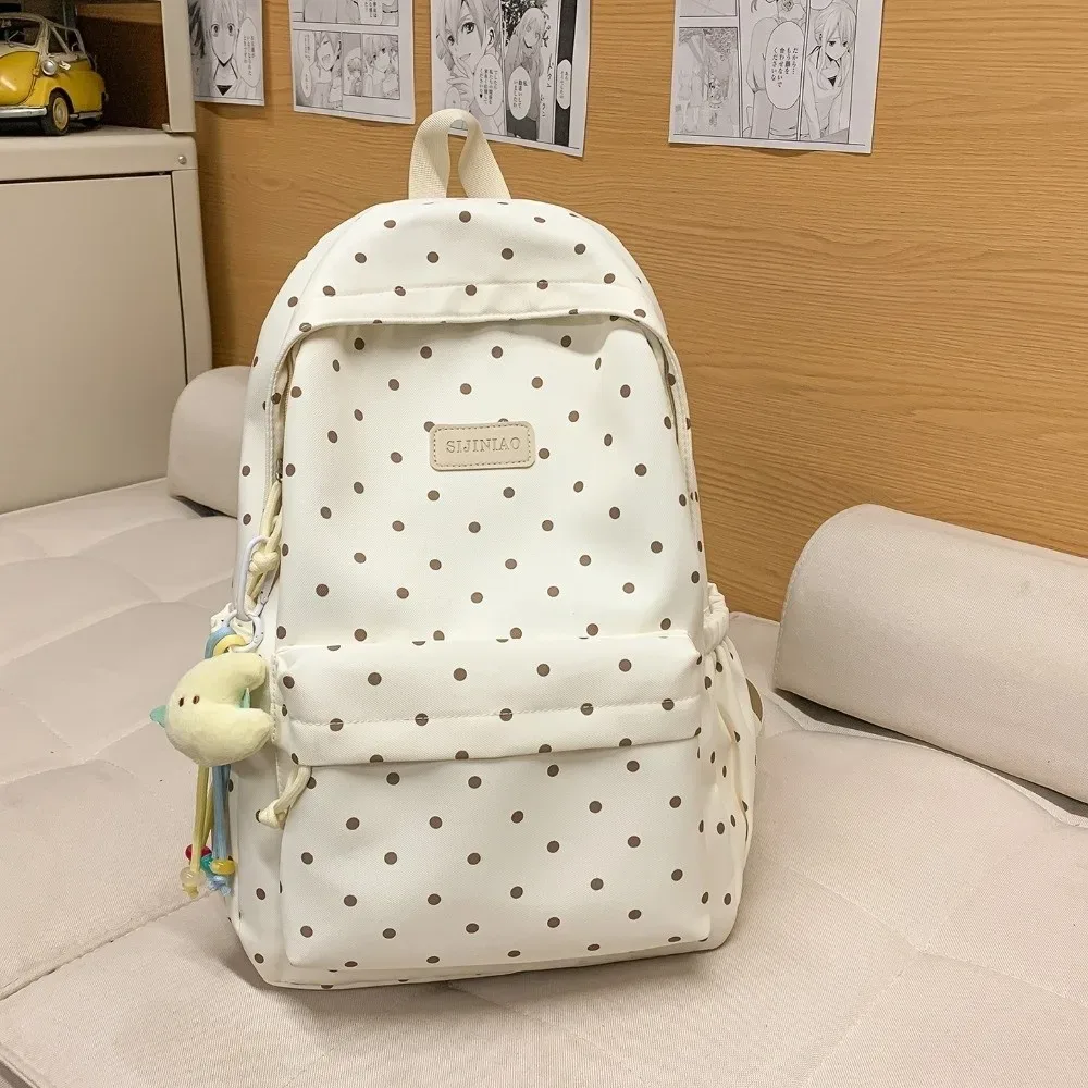 sac à dos quotidien à double bandoulière à pois, grande capacité, mignon, imperméable, durable, pour l'école et le bureau