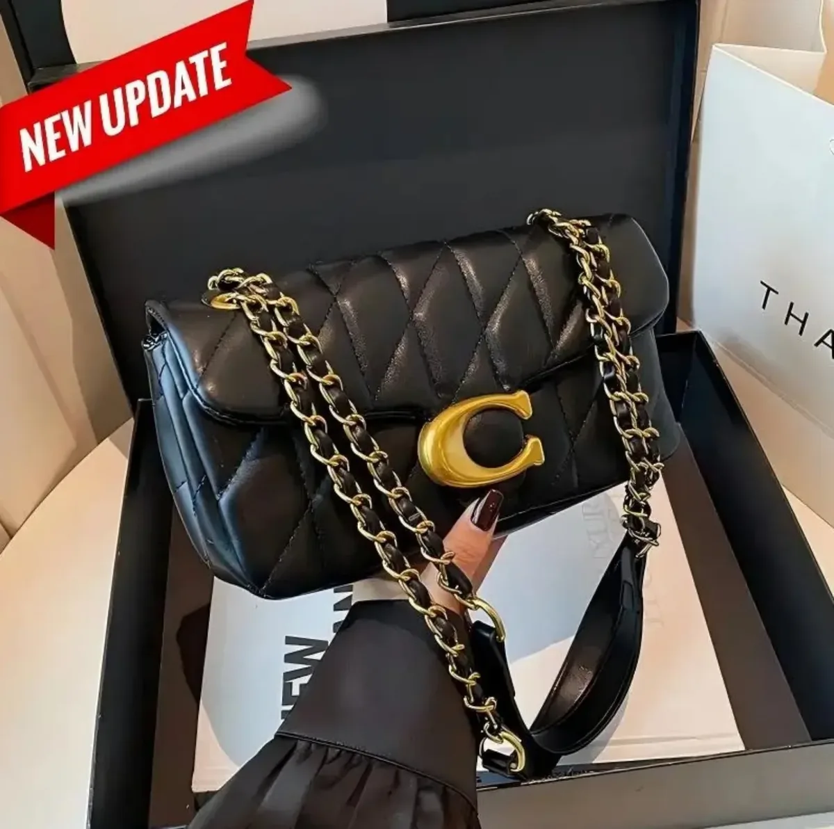 nouveau sac à main classique grande capacité luxe léger tendance pour femme 2026, sac bandoulière diagonal à chaîne dorée pour fille