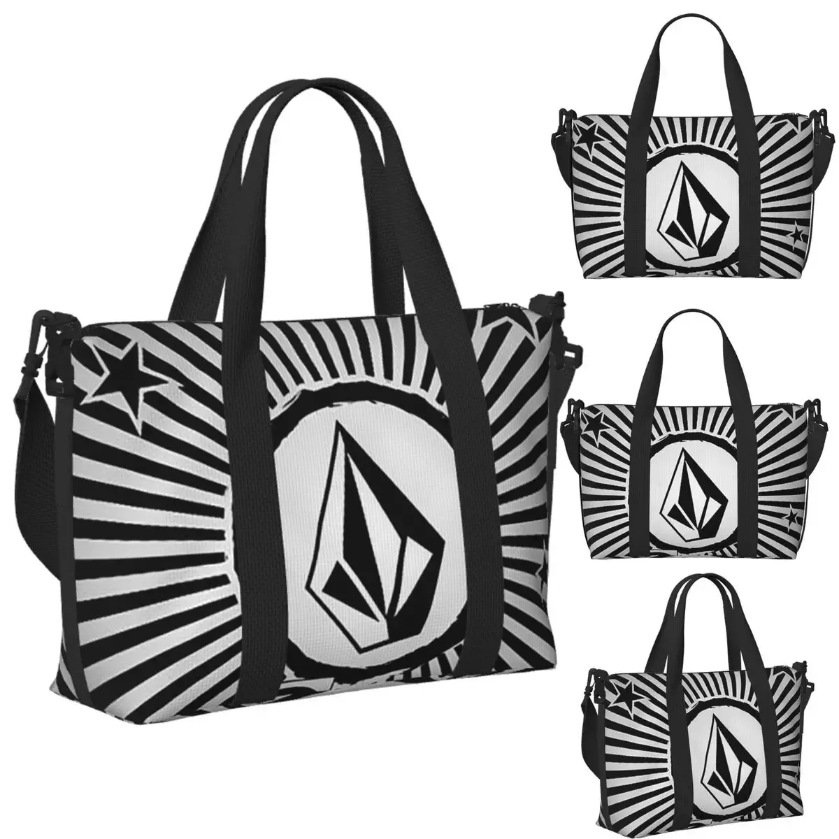 sac de voyage de plage avec logo v-volcom personnalisé, fourre-tout de grande capacité pour salle de sport, yoga, sac à bandoulière de shopping pour femmes
