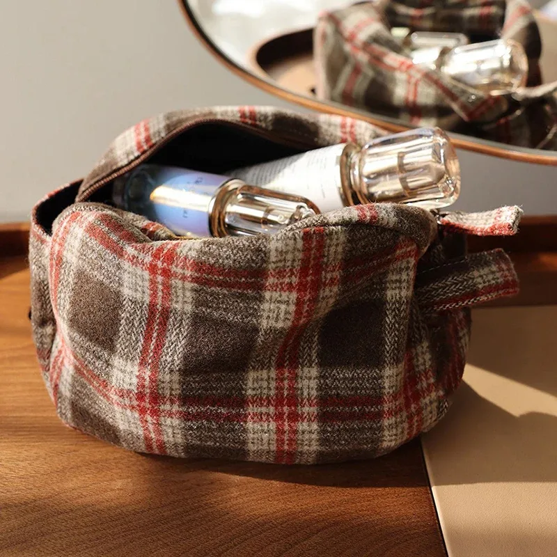 trousse de maquillage rétro, pochette en toile, grande trousse de cosmétiques, trousse de toilette de voyage, étui de rangement portable pour rouge à lèvres, trousse de bain et de douche pour femme.