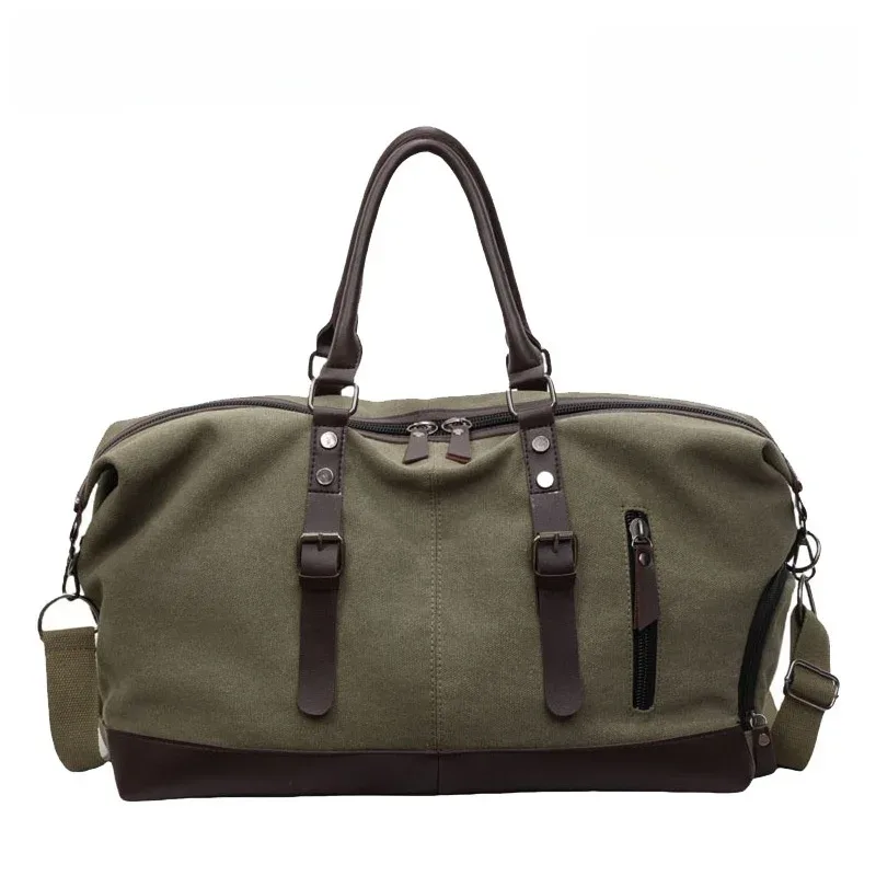 Sac de voyage grande capacité tendance, sac bandoulière rétro, sac à bandoulière pour courts séjours, unisexe, en nylon résistant à l'usure, couleur unie