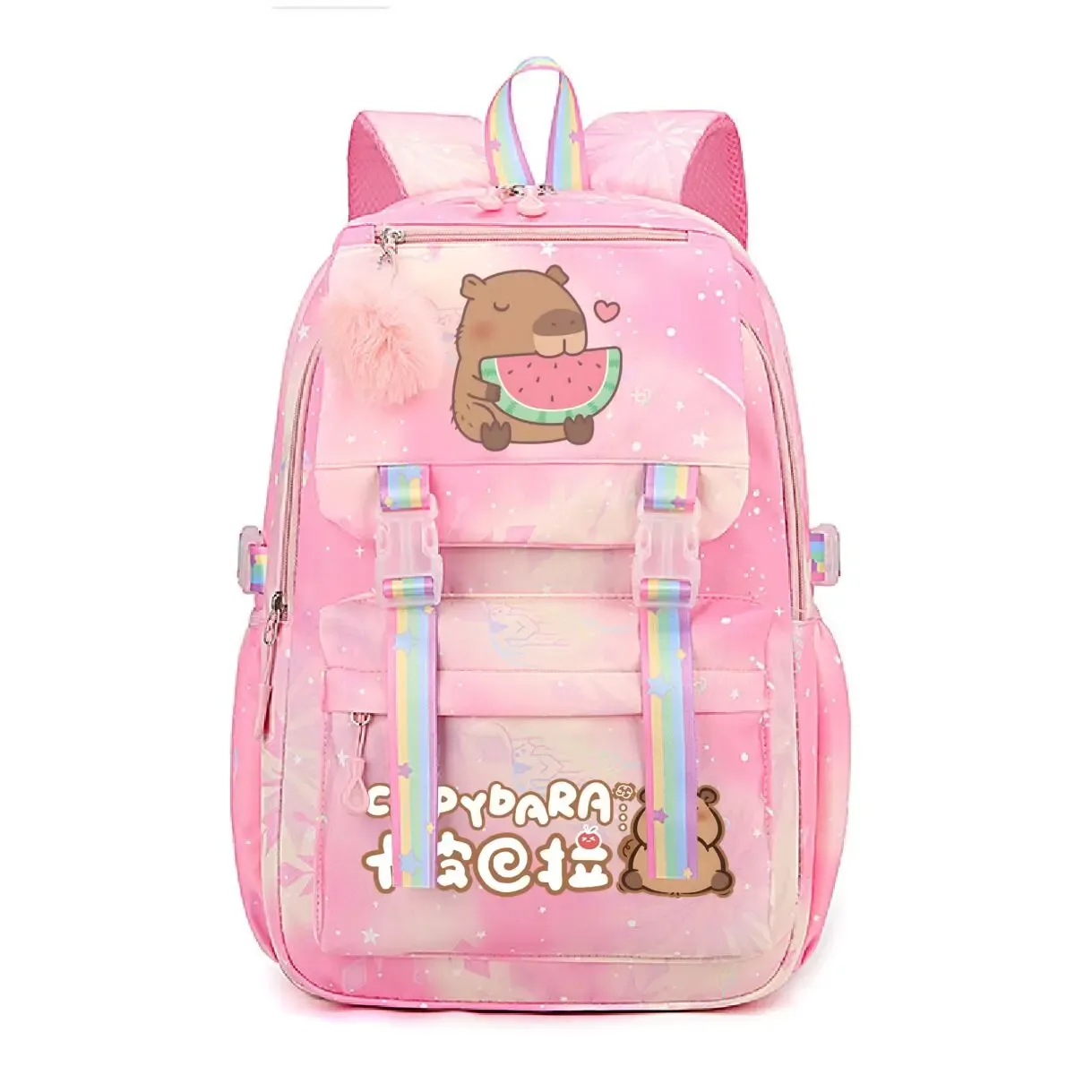 mignon capybara & pastèque imprimer cartables dessin animé capybara enfants sac à dos filles garçons adolescent école sac à dos sacs de voyage