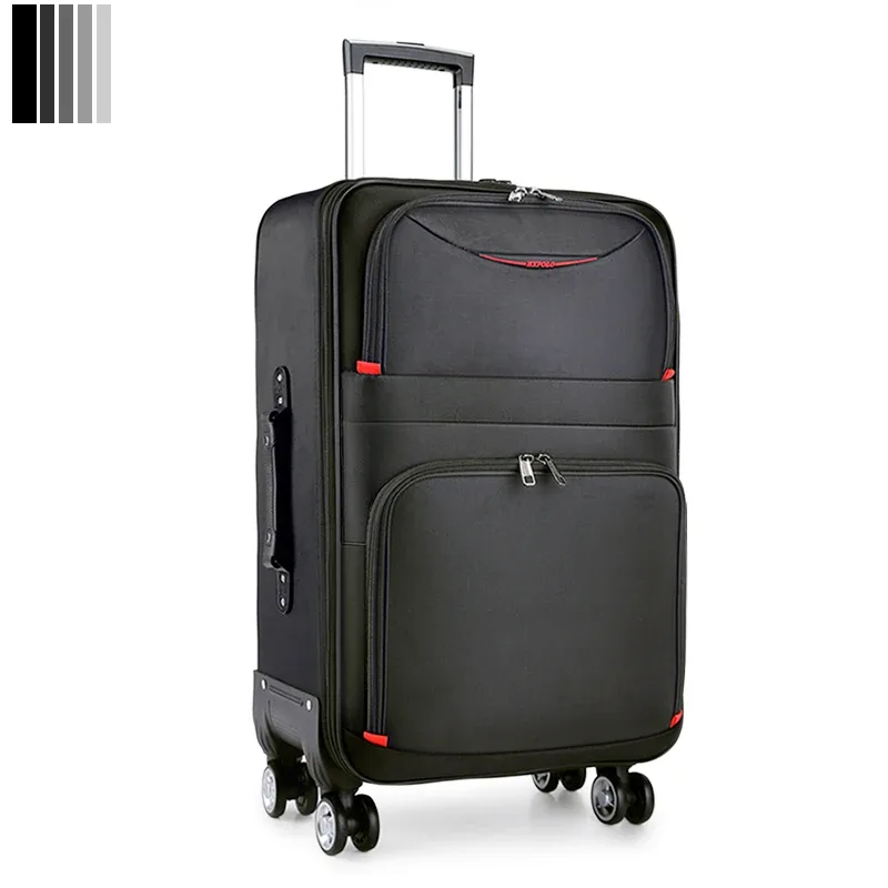 valise pc noir gris rouges roulettes toupie compartiment frontal poignées latérale supérieure grande capacité bagages voyage