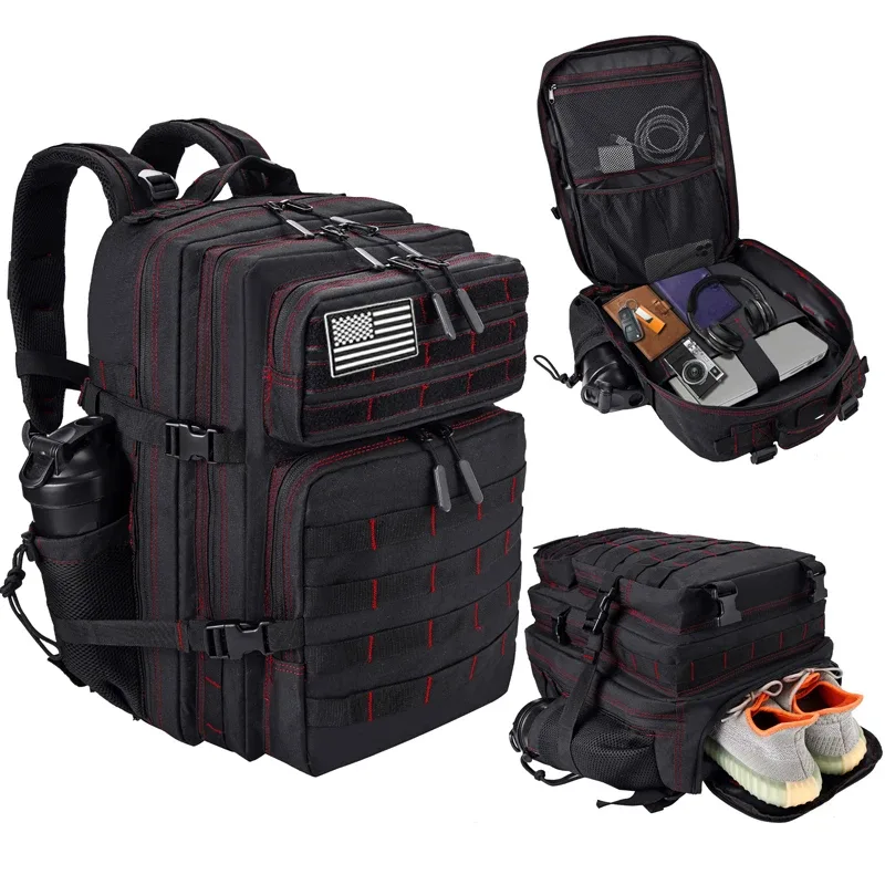 sac à dos tactique lhi 45l pour hommes, sac de sport pour athlètes, sac de voyage en plein air, randonnée, voyage d'affaires avec compartiment pour chaussures