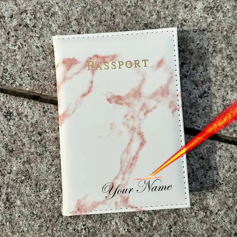 noms de gravure laser sur porte-passeport, couverture patten en marbre pour passeports, portefeuille de voyage, étui pour passeport avec noms personnels