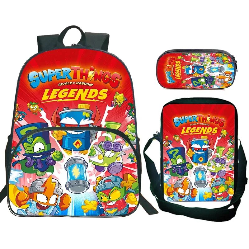nouveau superthings dessin animé sac à dos 3 pièces ensemble garçons filles cartable sac à bandoulière sac à crayons supthings cartable scolaire voyage mochila