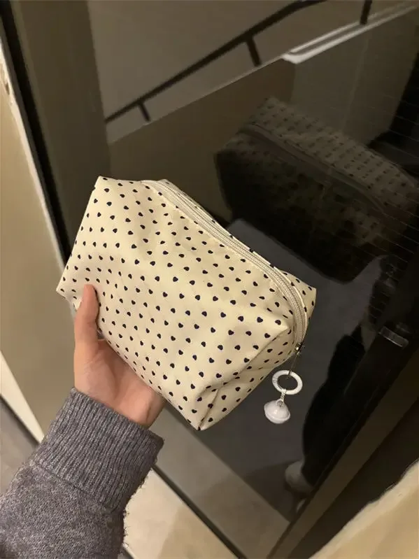 mini sac de rangement à imprimé floral pour femmes, sac à crayons rose doux, sac à fermeture éclair solide, trousse de maquillage mignonne, sac rectangulaire pour étudiants, porte-monnaie chic, nouveau
