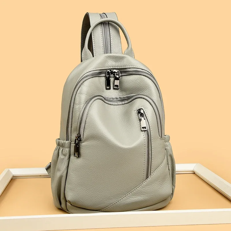Sac à dos en cuir de vache véritable, grande capacité, à la mode, pour femmes, sac à dos de haute qualité en cuir véritable, sac à bandoulière, sacoche