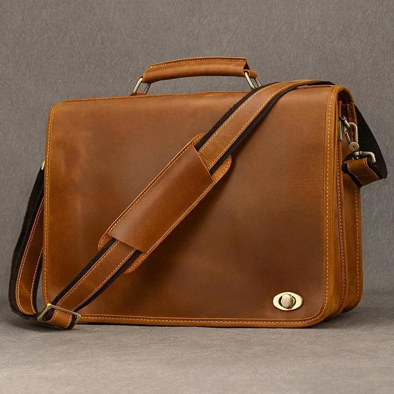 luufan-sac à main en cuir véritable pour ordinateur portable pour homme, sac d'ordinateur pour homme, sacs initiés pour documents a4, fourre-tout décontracté 03, travail