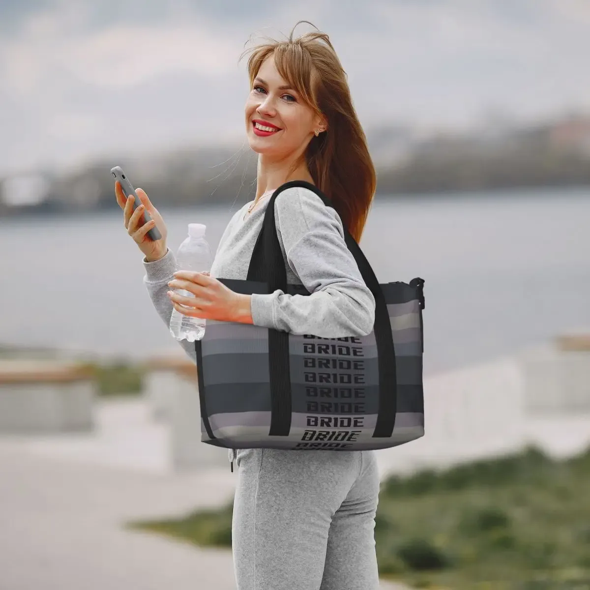 sac de voyage de plage en matériau personnalisé pour mariée jdm, fourre-tout de grande capacité pour salle de sport, sac à bandoulière de shopping pour femmes