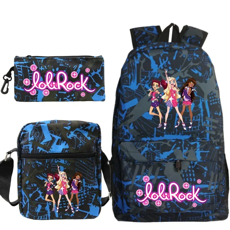ensemble de sac à dos lolirock mignon pour garçons et filles, sacs d'école animés, sac à dos de voyage pour hommes et femmes, cadeau pour adolescents, 3 pièces