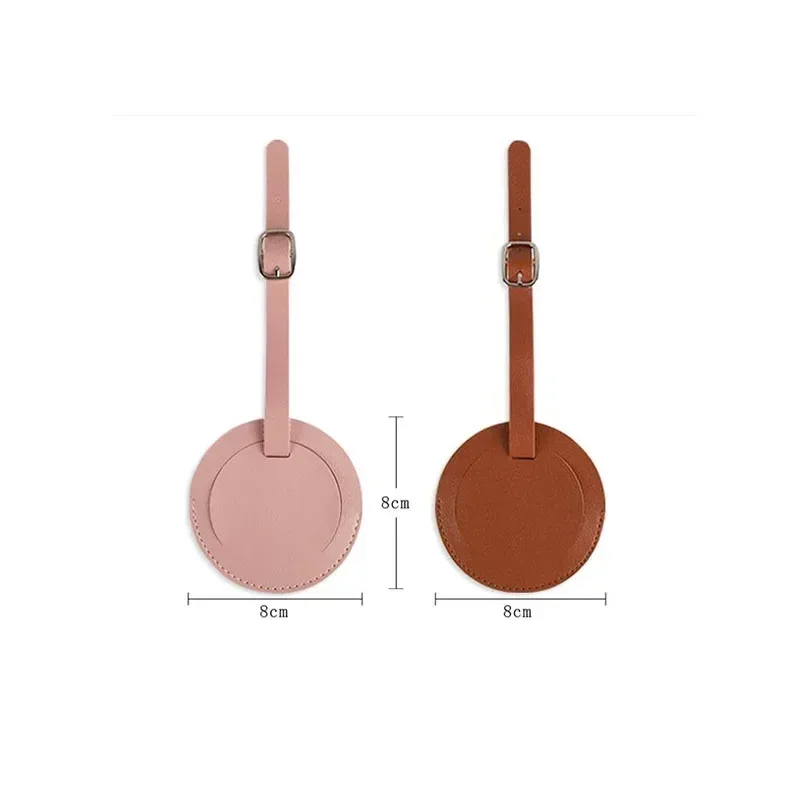 étiquettes rondes en cuir pu pour bagages, 1 pièce, pour femmes et hommes, étiquette d'identification de valise, carte de sac, nom, identification, porte-adresse