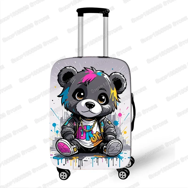 housse de bagage pour poupée ours femme, graffiti, pour voyage, femmes et hommes, accessoires de voyage, anti-poussière, élastique, valise, boîtier de chariot