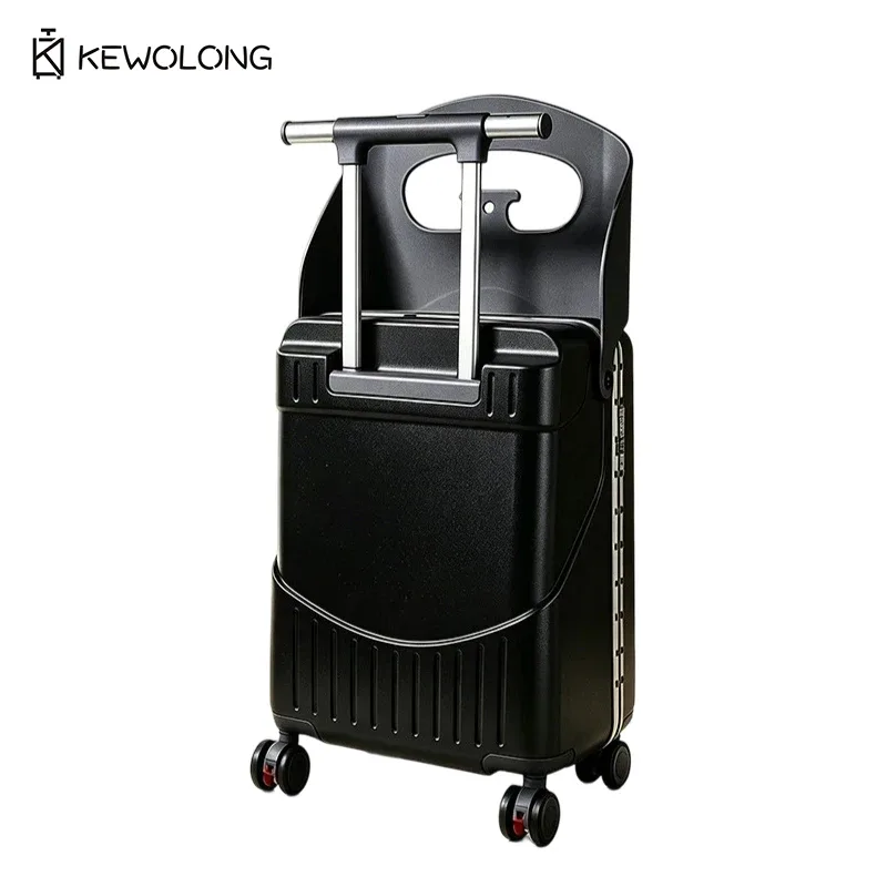 valise à roulettes pour enfants de 20 pouces, bagage de voyage 2-en-1 pour tout-petits avec siège et roues pivotantes, trolley léger.