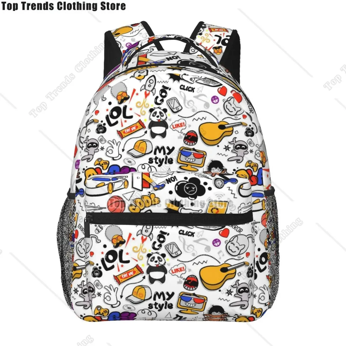 sac dos polyester imprimé graffiti omg savage symboles coeurs unisexe voyage école ordinateur portable