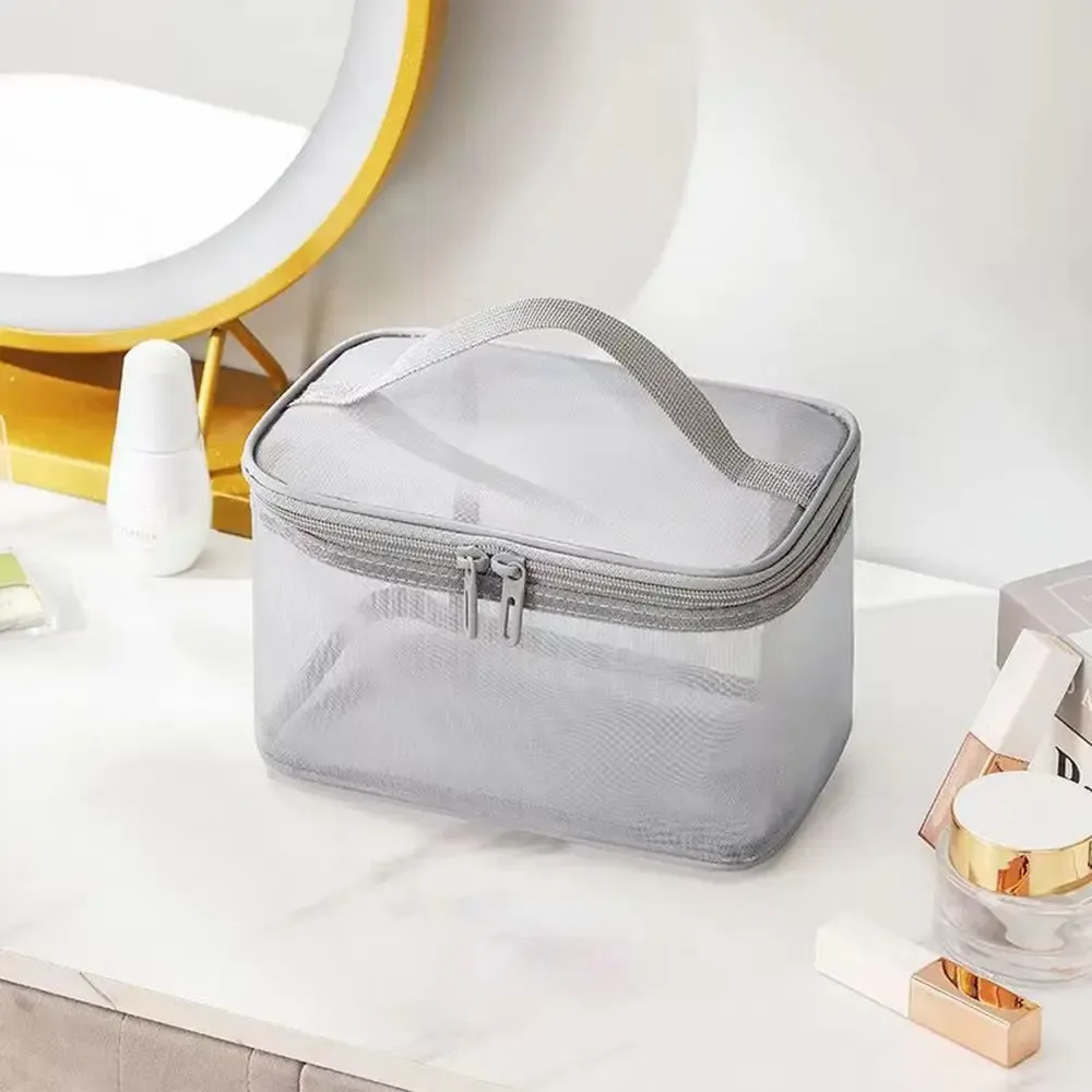 sac à cosmétiques de voyage en maille transparente pour femmes, trousse de maquillage et de toilette, sac de rangement, sac organisateur de maquillage