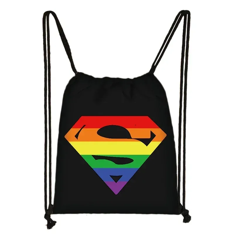 sac à dos à motif de cœur arc-en-ciel lgbt, sacs à cordon de proximité pour les zones de voyage, sac de rangement arc-en-ciel, mode thon, lesbienne et gay pride, cadeau
