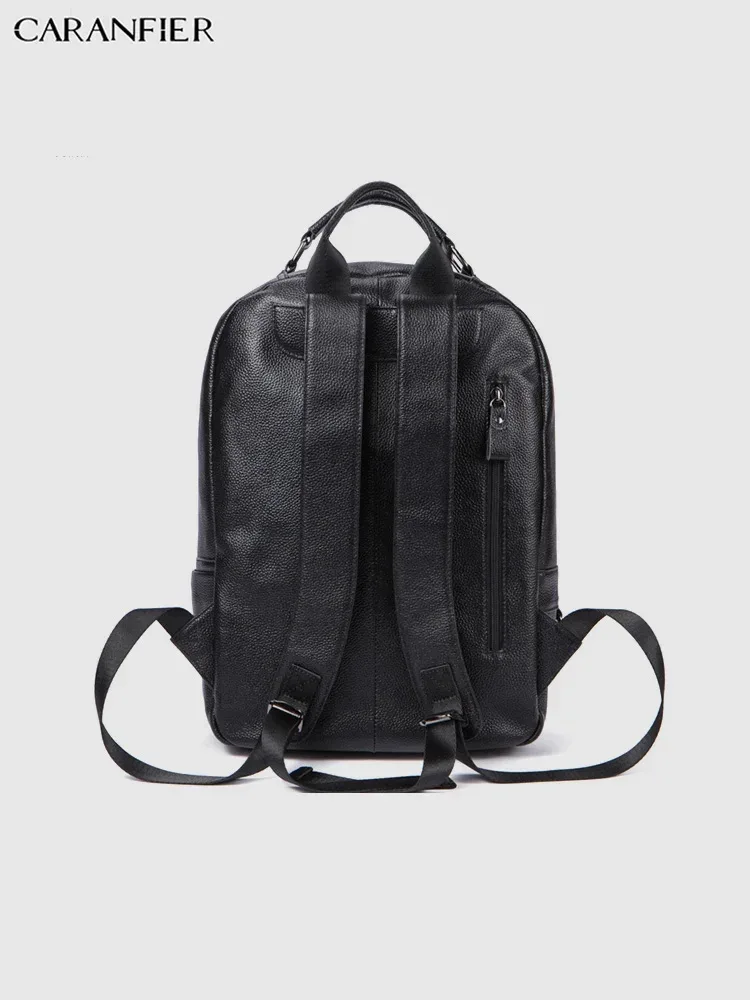 sac dos cuir véritable noir marron clair compartiment intérieur bandoulière détachable poches extérieures jacquard grande capacité usage voyage business casual vintage