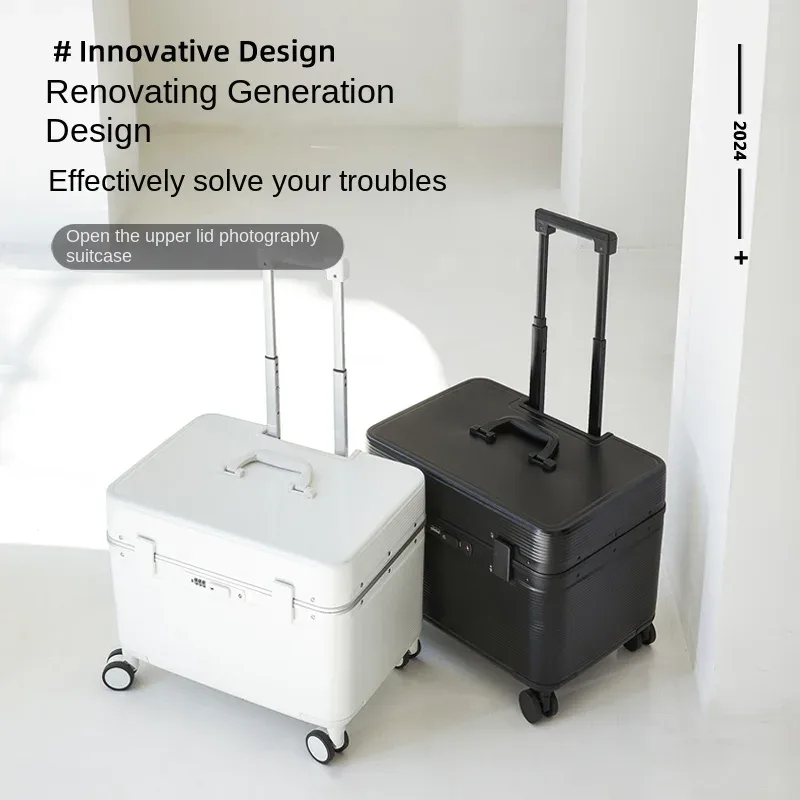 top flip photographie cadre en aluminium valise de voyage boîtier de chariot instrument de beauté bagages 20/ 24 pouces valise de cabine