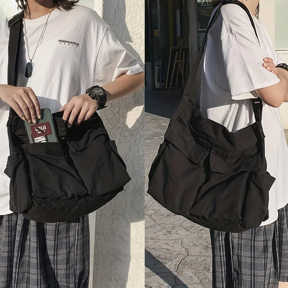 sac à bandoulière en toile pour vêtements de travail, sacoche rétro de grande capacité, nouvelle classe d'étudiant