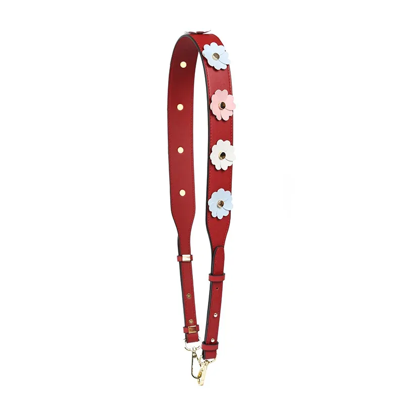 large sangle de sac à bandoulière en cuir pu pour femmes, longue sangle de remplacement pour sac à main, rivet coloré, poignée de sac à bandoulière florale