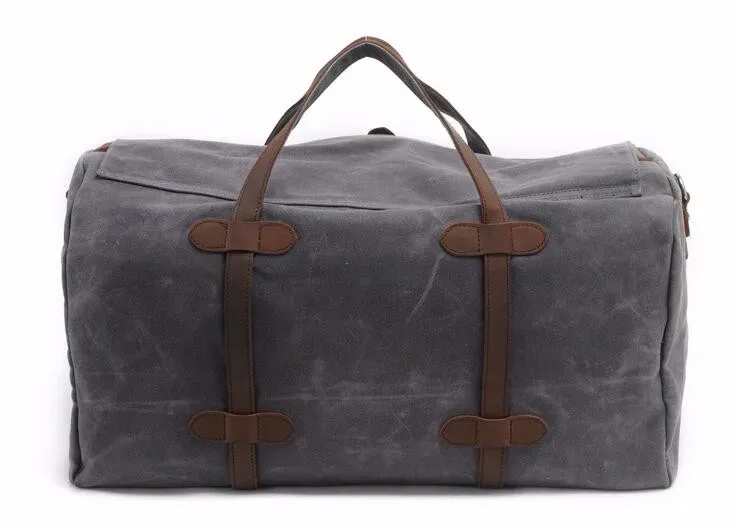 sac de voyage vintage en toile cirée pour homme, grand sac de voyage à main, sac de week-end, sac messager, grand sac fourre-tout pour la nuit.