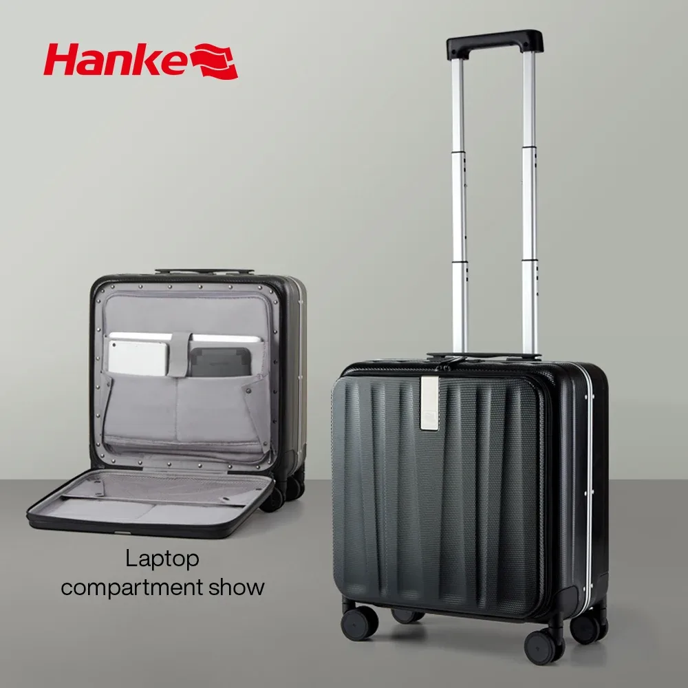 hanke-valise à main avec cadre en aluminium, bagage à roulettes, cabine d'embarquement, roue tournante pc, serrure tsa, design esthétique, 7mm, 18 po, 20 po