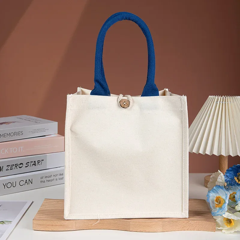 sac fourre-tout en toile vierge personnalisable avec logo, imprimable, en faux toile de jute, couleur unie, grande capacité, pour femmes