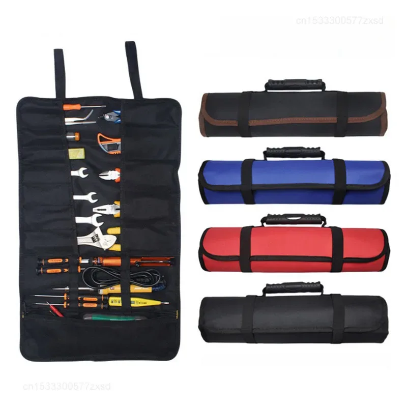 sac de rangement en toile oxford pour outils d'électricien, rouleau à main pliable, étanche, multi-poches, 22