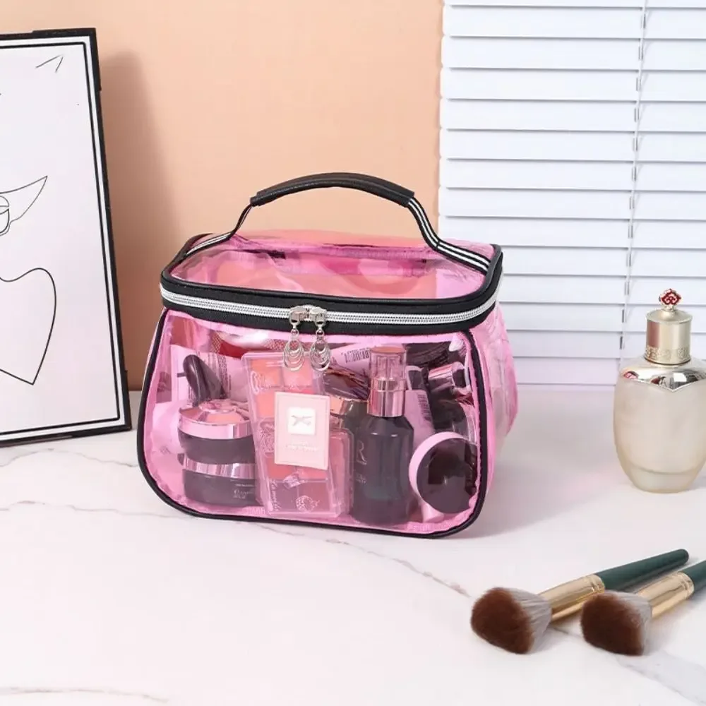 nouvelle trousse de toilette en pvc, grande capacité, imperméable, transparente, à main, pour organiser les articles de toilette, pour femmes