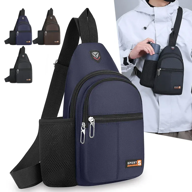 nouveau sac bandoulière imperméable, sac de poitrine tendance, sac multifonctionnel décontracté à une épaule avec porte-gobelet, sac à dos pour homme pour le voyage