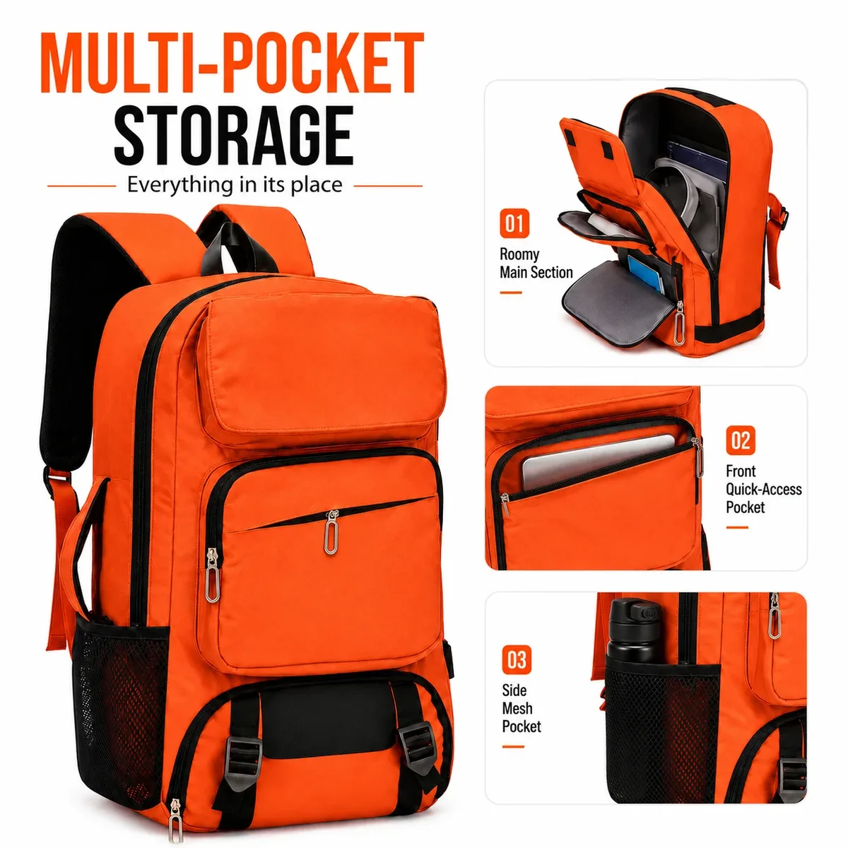 sac à dos de voyage pour homme de grande capacité avec compartiment séparé pour chaussures et plusieurs poches pour organiser les ordinateurs portables, un sac à dos spacieux adapté aux voyages d'affaires, aux vacances et aux trajets quotidiens.