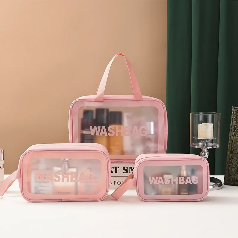 sac de maquillage double transparent en pu avec séparation sec-humide, sac de lavage portable, sac de rangement pour cosmétiques, essentiels de voyage, fitness et natation.