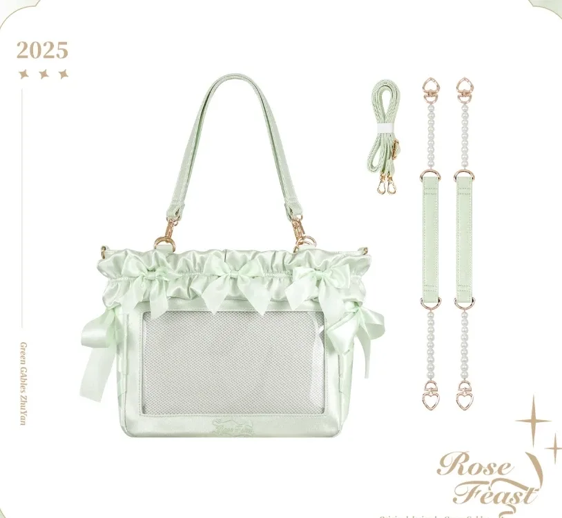 sac de douleur original avec nœud en satin doux, grande capacité, sac à bandoulière pour ordinateur portable de 14 pouces, fourre-tout avec chaîne de perles pour filles et femmes