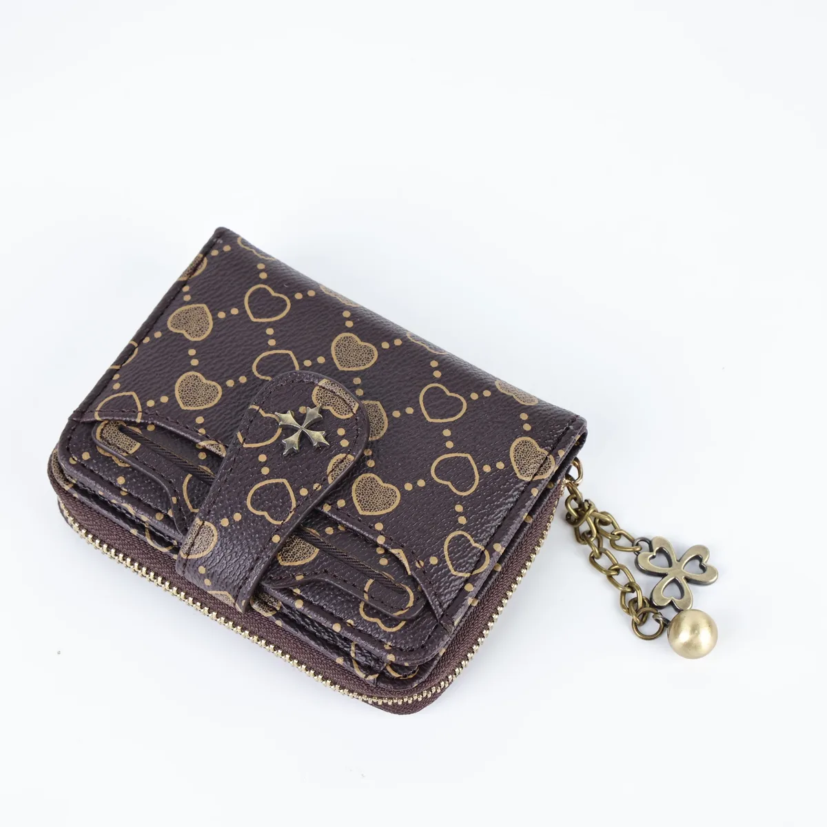 portefeuille court à boucle pour femme, mode européenne et américaine, fermeture éclair, pièce de monnaie, hectare