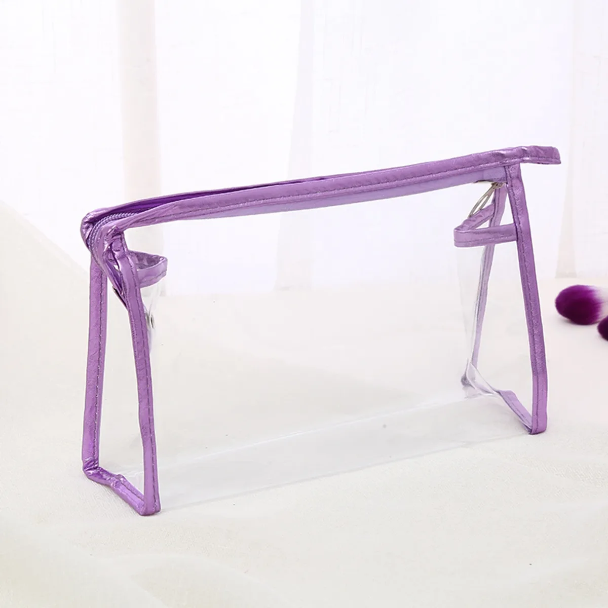 sac de maquillage à main transparent, 1 pièce, sac de rangement à la mode pour femmes, trousse de toilette de voyage, chignon officiel