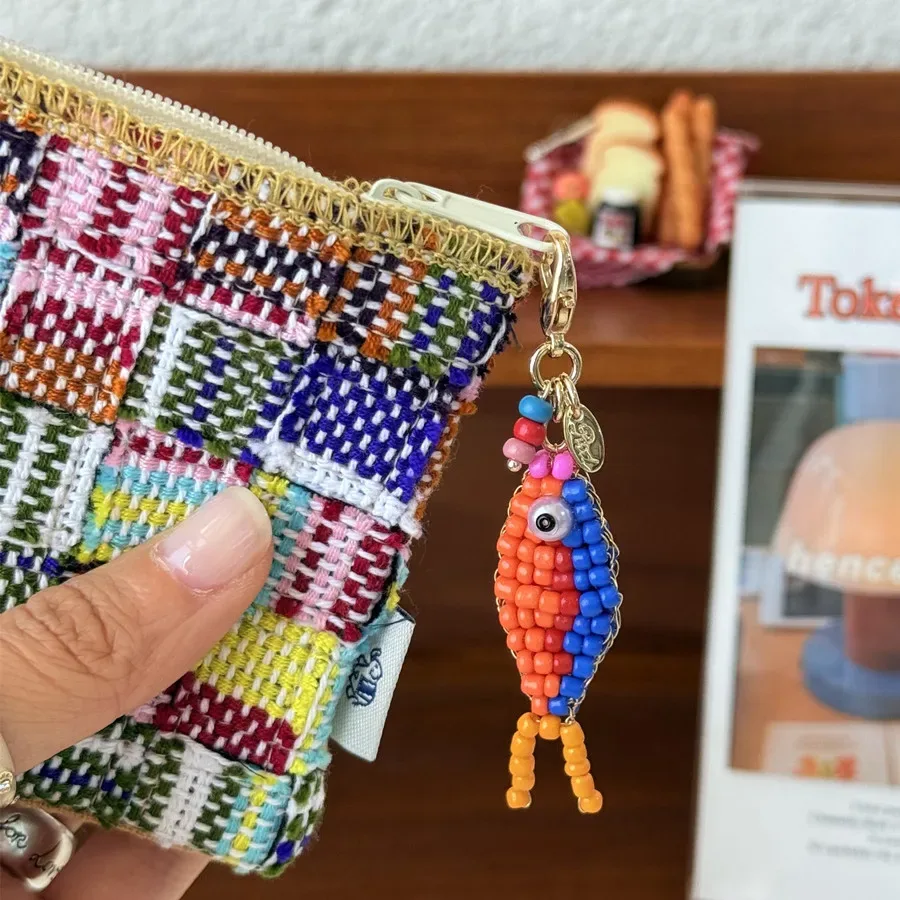 sac à dos en forme de poisson en perles fait à la main, pendentif à fermeture éclair, décoration suspendue pour filles, porte-clés d'étudiant, accessoires de bricolage, ornements