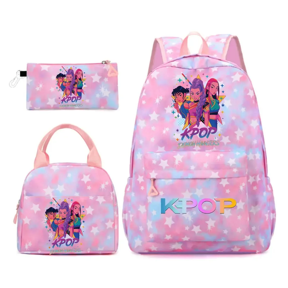 sac à dos kpop demon hunters pour filles, enfants, sacs à crayons, sacs à déjeuner, sacs à livres, sacs d'école pour femmes et adolescentes, ensembles de sacs à dos de voyage pour ordinateur portable